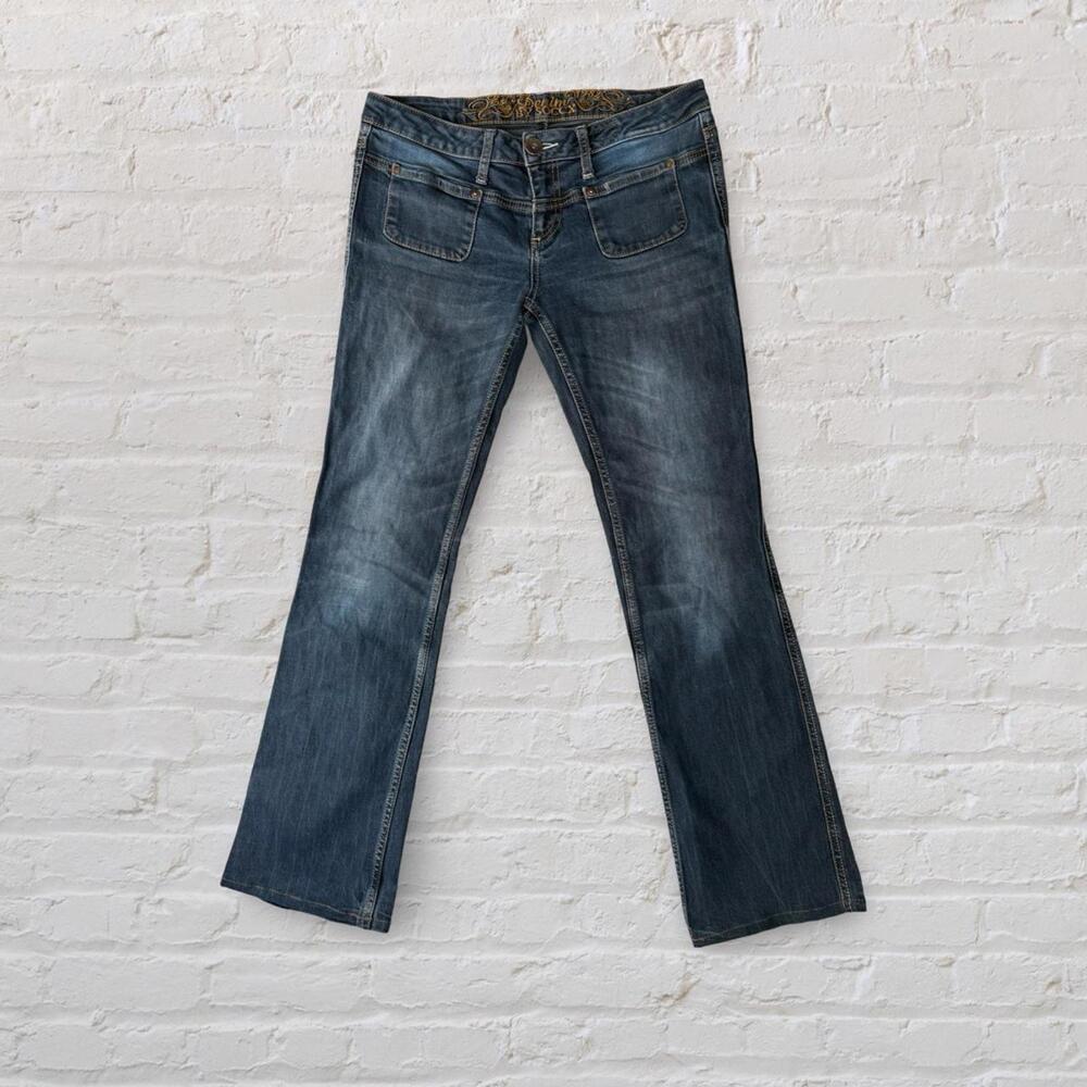 y2k grunge dark wash low rise bella swan bootcut jeans